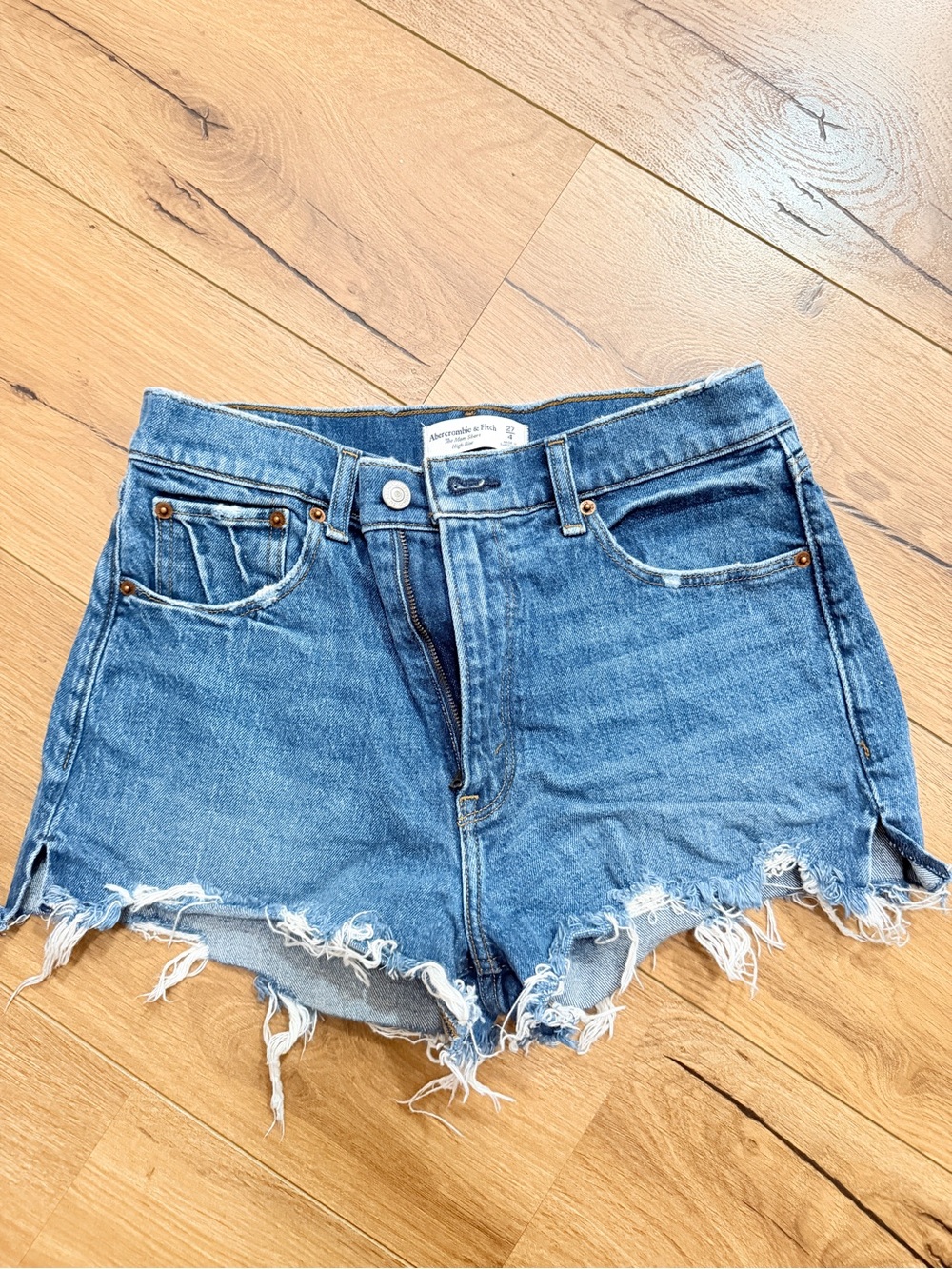 Abercrombie & Fitch Blue Distressed Cutoff Denim Shorts